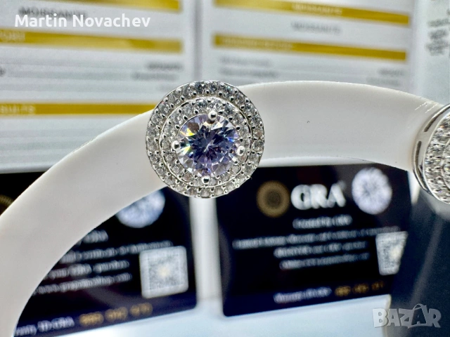 Сребърни обеци с мойсанит (Диамант) 0.5 карата, снимка 4 - Обеци - 54091883