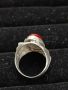 Красив сребърен мъжки  пръстен с кехлибар , снимка 4