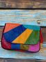 Многоцветна дамска кожена чанта за през рамо, снимка 1 - Чанти - 45838845
