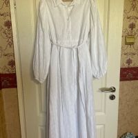 Нова дълга елегантна бяла 100% памук памучна рокля ажурена ажур дантела за бременни фотосесия , снимка 3 - Рокли - 45888347