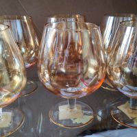 стар кристал сервиз неупотребявани стари огромни български чаши цветно стъкло кристал чаши вино , снимка 6 - Антикварни и старинни предмети - 45209234