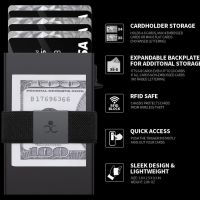 SEMORID Портфейл за мъже, алуминиев с RFID блокиране, изскачащ държач за кредитна карта, черен, снимка 4 - Портфейли, портмонета - 45673914