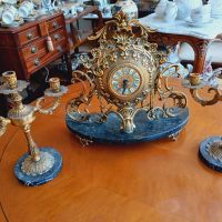 Бронзов часовник със свещници, снимка 8 - Антикварни и старинни предмети - 45241116