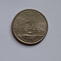 1/4 долар САЩ СЕРИЯТА С ЩАТИТЕ - Минесота 25 цента Америка 2005 Монета от САЩ , снимка 3 - Нумизматика и бонистика - 45103324