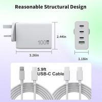 100W USB C Зарядно за Пътуване: Зарежда различни лаптопи и устройства, снимка 5 - Безжични зарядни - 45210831