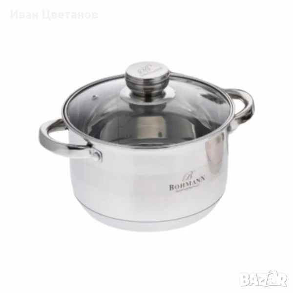 Тенджера от неръждаема стомана Bohmann с капак и термо дъно, снимка 1
