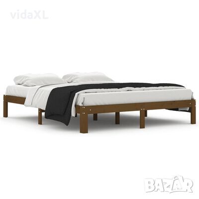vidaXL Рамка за легло, меденокафява, бор масив, 160x200 см（SKU:283212, снимка 1