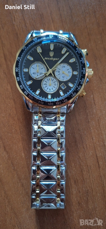 POEDAGAR Високо качество Мъжки Луксозен Хронограф Светещ Циферблат, снимка 1