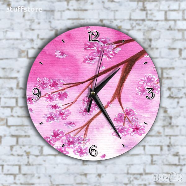 Стенен Часовник - Арт Розова Картина Пролетно Дръвче, снимка 1