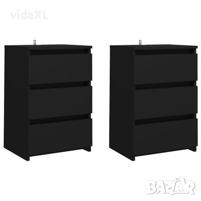 vidaXL Нощни шкафчета, 2 бр, черни, 40x35x62,5 см, ПДЧ(SKU:806214, снимка 1