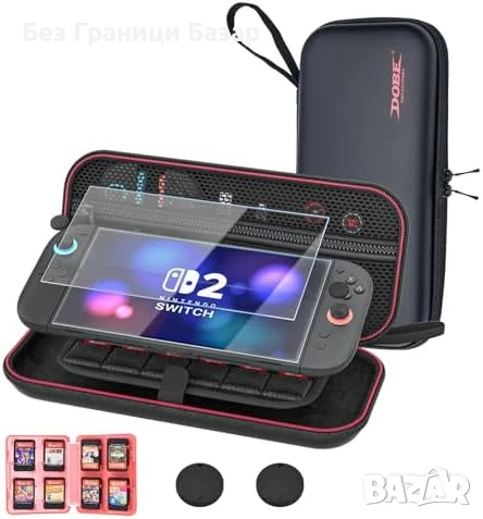 Нов Switch 2 Калъф с Джобове и Протектори – Комплект за Пътуване игри, снимка 1