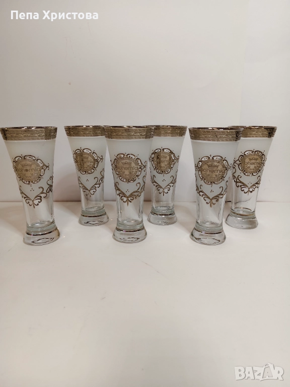 Комплект от 6 броя чаши за вода от чешки кристал Бохемия., снимка 1
