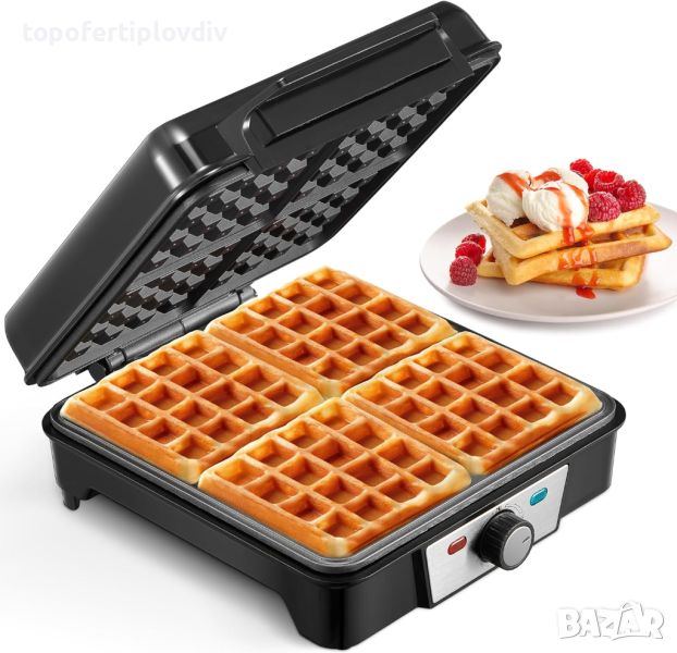 Уред за гофрети Reemix Waffle Iron for 4 Belgian Waffles,Гаранция, снимка 1