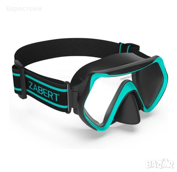 Маска за плуване ZABERT M1 с платнена каишка, закалена стъклена леща, маска за гмуркане за възрастни, снимка 1