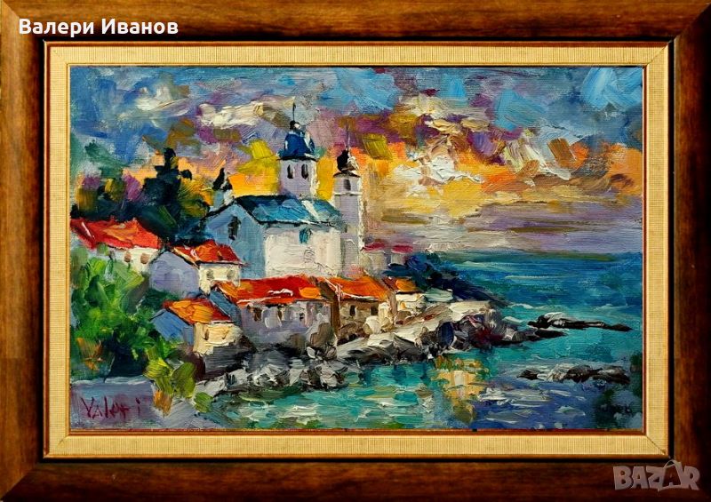 Авторска картина, "Морски пейзаж", масло на платно, размер 40 х 25 см., снимка 1