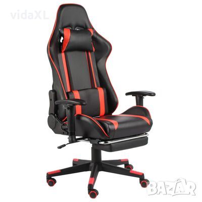 vidaXL Въртящ геймърски стол с подложка за крака, червен, PVC(SKU:20497, снимка 1