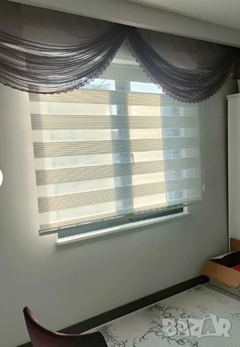 Щори ECD  Ролетни, Текстилни, Двойни, Без пробиване, Включен монтажен материал, Бял,Сив ,Бежов, снимка 1