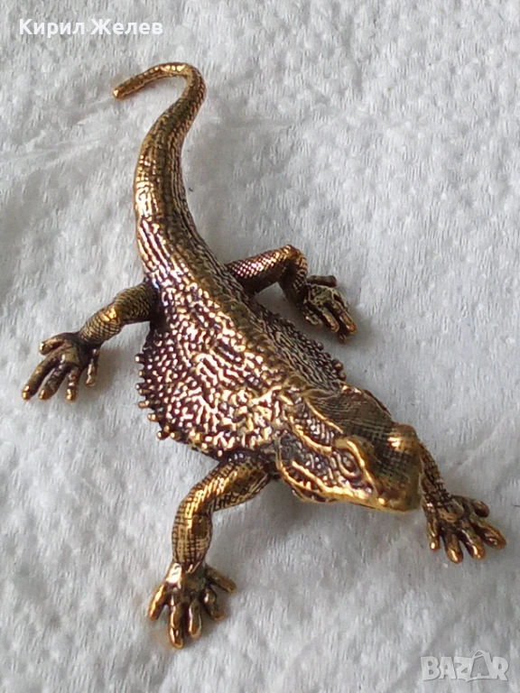 Месингова статуетка фигура на гущер 52743, снимка 1