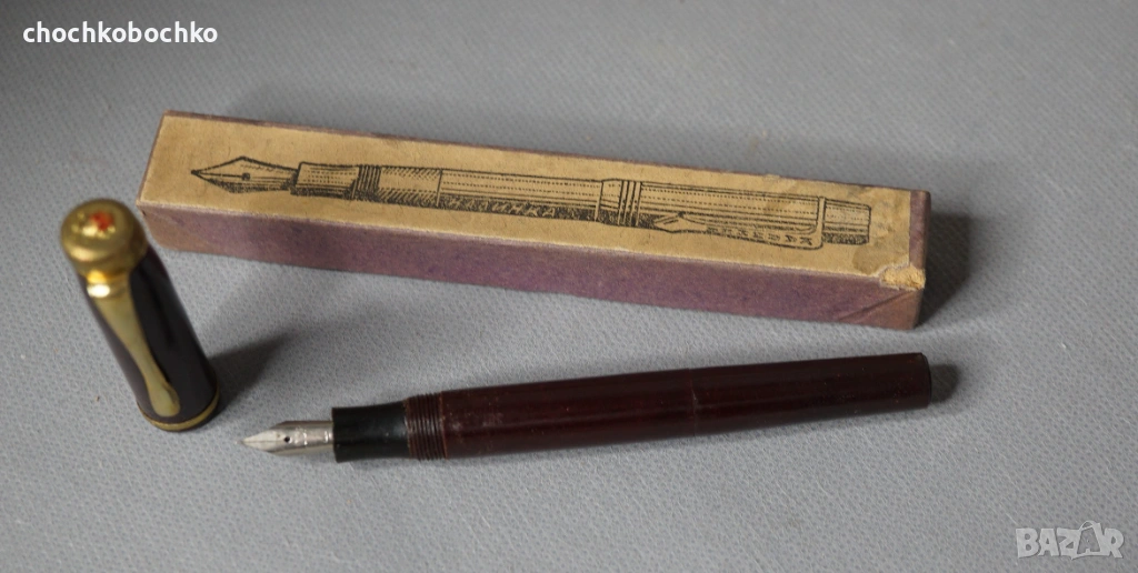Калинка Стара бакелитена писалка с кутия капачка с калинка, снимка 1