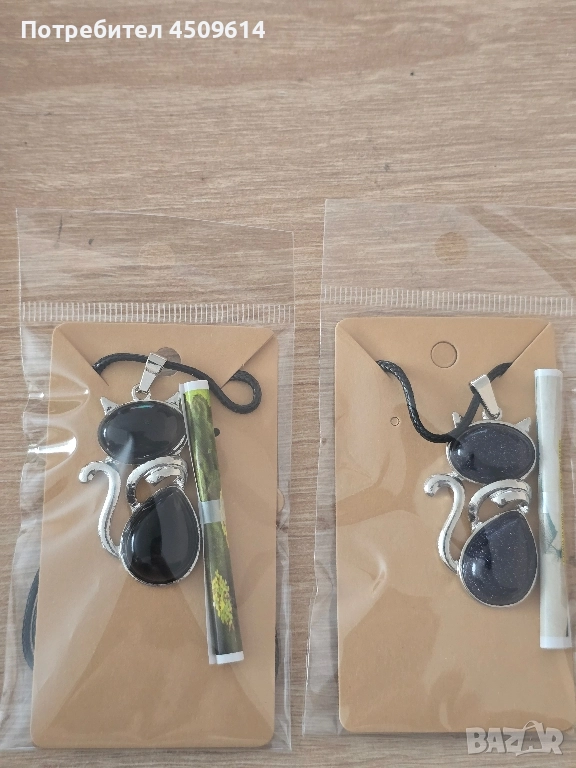 Колие с фигура на котка от естествени камъни , снимка 1