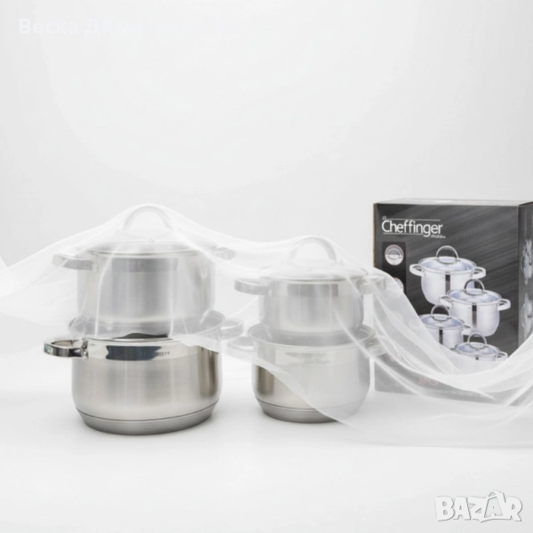Комплект тенджери Cheffinger 8PCS – професионално качество у дома, снимка 1