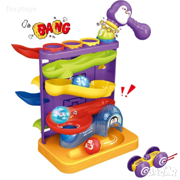 Бебешка игра с топки, чукче и количка за спускане, снимка 1