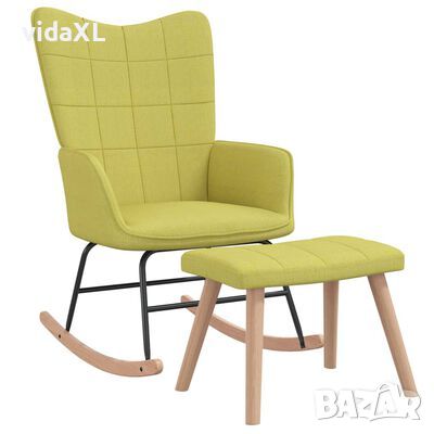vidaXL Люлеещ се стол с табуретка, зелен, плат(SKU:328023, снимка 1