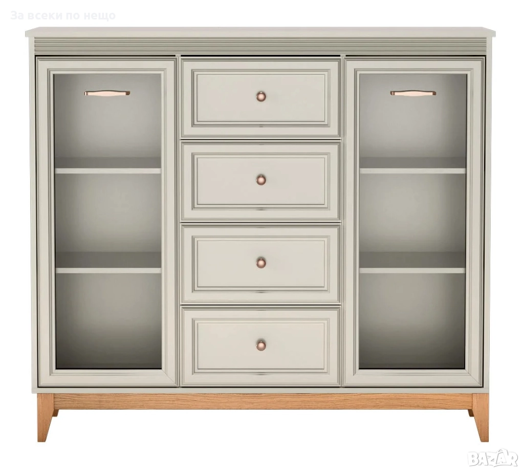 Витрина WINDSOR W-7 кашмир/натурален дъб Код P1650, снимка 1