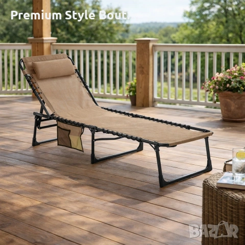 Сгъваем градински шезлонг - легло с джоб - пълен релакс и комфорт, снимка 7 - Други стоки за дома - 53837888