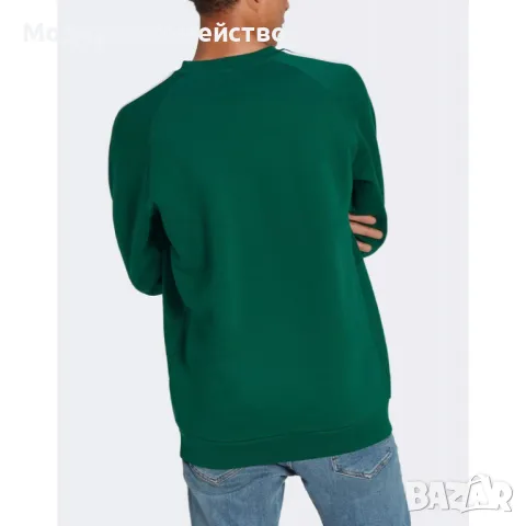 Мъжка блуза ADIDAS Adicolor Classics 3-Stripes Crew Sweatshirt Green, снимка 2 - Блузи - 47464361