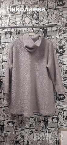 Макси Палто в светло сиво от вълнено букле!, снимка 5 - Палта, манта - 52539191