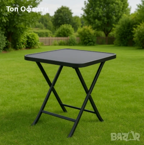 Сгъваема маса Muhler, със стъклен плот, снимка 5 - Други стоки за дома - 50463707