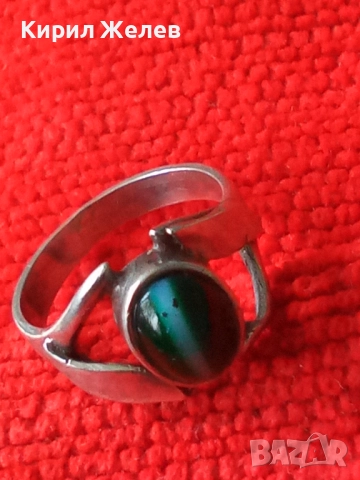 СТАР Винтидж АРТ СКЪПОЦЕНЕН СРЕБЪРЕН ПРЪСТЕН СРЕБРО 900 с РЯДЪК ЦВЯТ ПОЛИРАН КАМЪК КОТЕШКО ОКО 47538, снимка 11 - Антикварни и старинни предмети - 50489487