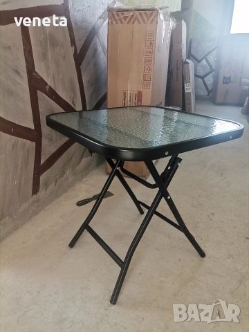 стъклена квадратна бистро маса с неръждаема рамка, снимка 11 - Маси - 53249553