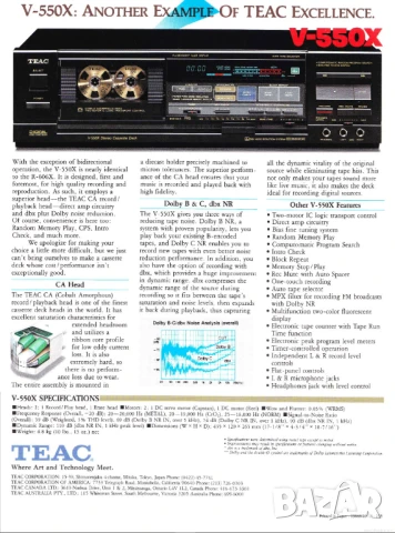 Deck TEAC V-550X, снимка 2 - Декове - 50806902