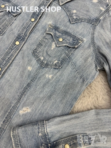 Дамска дънкова риза TRUE RELIGION. Размер М, снимка 2 - Ризи - 54102449