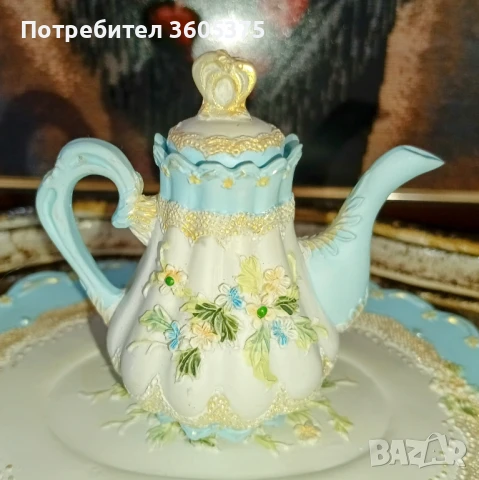 Колекционерски ,минималистичен бароков сет за чай, снимка 4 - Антикварни и старинни предмети - 50789334