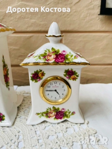 ROYAL ALBERT красиви часовници от костен порцелан от Англия, снимка 4 - Антикварни и старинни предмети - 53881745