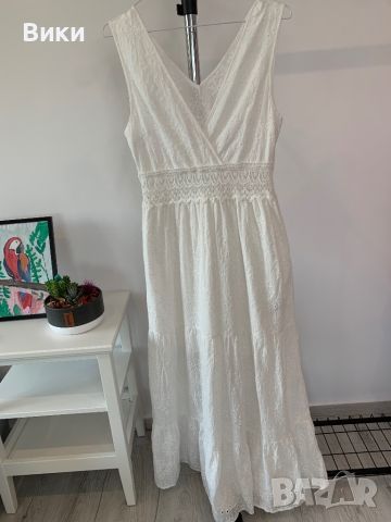 Дълга бяла рокля в размер 38, подходяща за S/M, снимка 10 - Рокли - 46260512