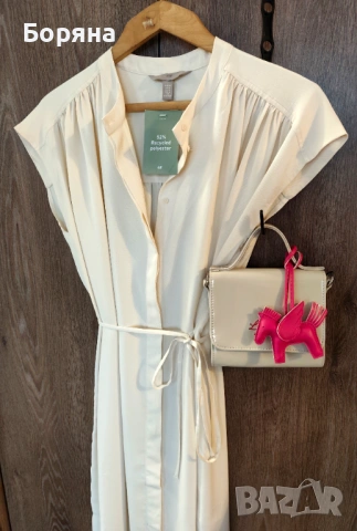 H&M нова с етикет лятна рокля-риза в цвят крем