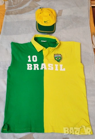 Спортна тениска и шапка Бразилия от световното първенство по футбол Германия 2006. 