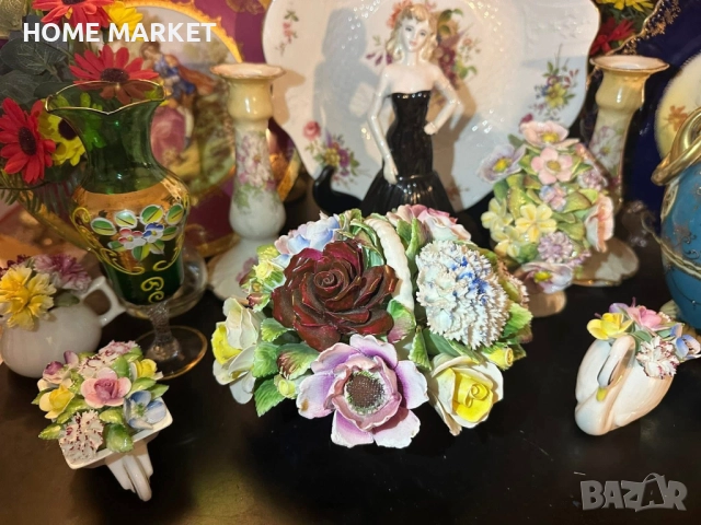 Royal Doulton England  Circa 1966 - “ Грандиозната цветна кошница” - порцеланова кошница с цветя, снимка 5 - Антикварни и старинни предмети - 52734661