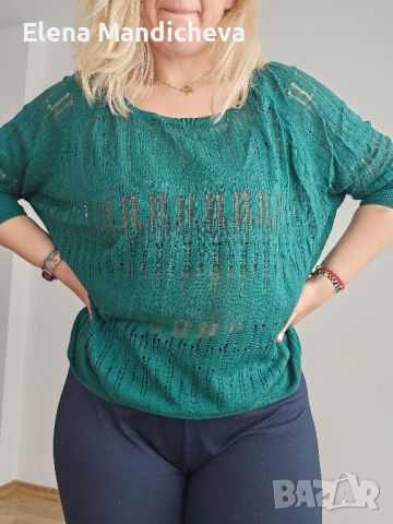 Лек и мек плетен пуловер блуза топ на дупки  L XL XXL размер, снимка 4 - Блузи с дълъг ръкав и пуловери - 45792522
