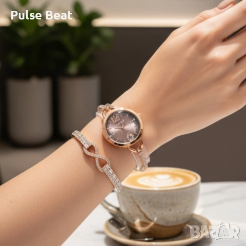 Комплект за нея: часовник и гривна с кристали – изискан стил всеки ден, снимка 5 - Дамски - 52056834