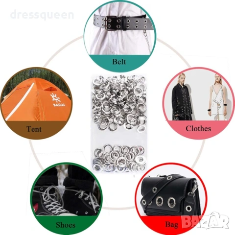 4884 Комплект сребристи метални капси 10 мм с инструменти за монтаж (замба и наковалня), снимка 3 - Други стоки за дома - 53624057