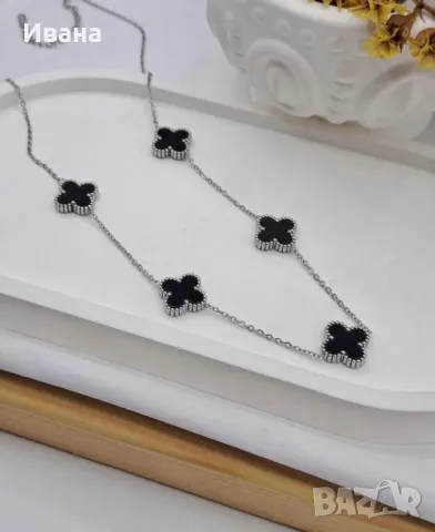 Van Cleef & Arpels Black Alhambra Clover Дамско Колие, снимка 4 - Колиета, медальони, синджири - 47688380