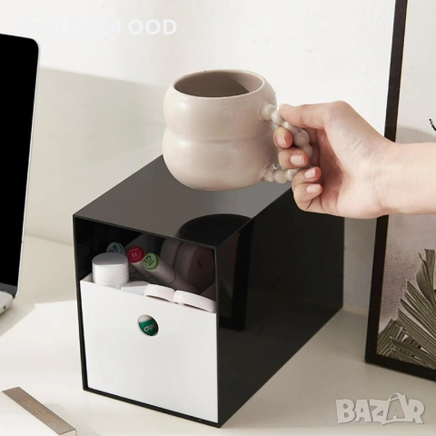 Органайзер за бюро с чекмеджета пластмасов черен, снимка 5 - Други - 54135974