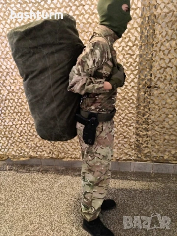 Оригинален немски военен сак с презрамки (Брезент) – Олив, снимка 2 - Сакове - 44274695