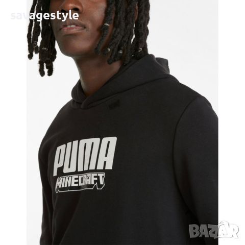 Мъжка блуза PUMA x Minecraft Graphic Hoodie Black, снимка 3 - Спортни дрехи, екипи - 46623441