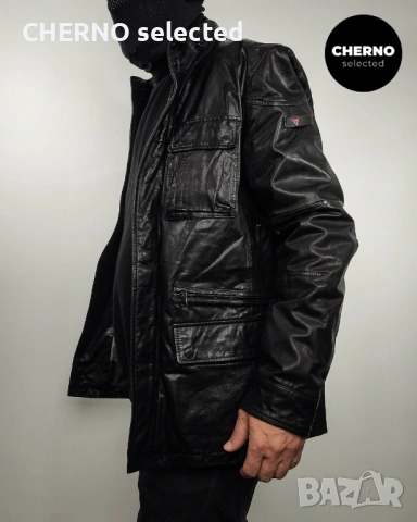 Мъжко яке от естествена кожа STRELLSON HUCK Men’s Leather Multipocket Casual Jacket – размер L , снимка 3 - Якета - 53697196